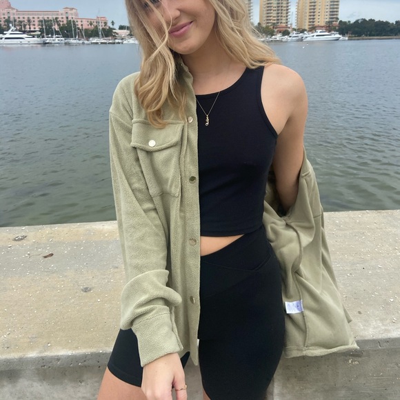 BRAND NEW sage green shacket - Picture 2 of 3